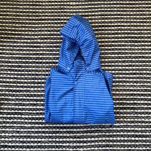 🌿Reima Boys Blue Gray Striped Vesi Kids Hooded Rain Jacket 128 /8Y